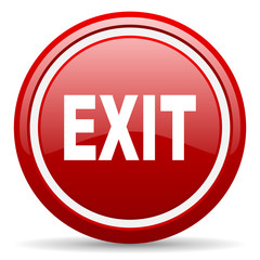 exit red glossy icon on white background