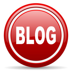 blog red glossy icon on white background