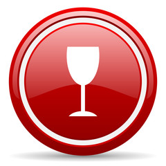 glass red glossy icon on white background