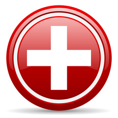 emergency red glossy icon on white background