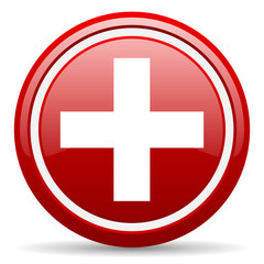 emergency red glossy icon on white background