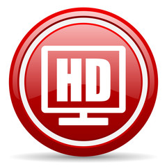 hd display red glossy icon on white background