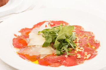 Meat Carpaccio with Parmesan Cheese