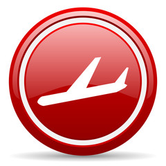 Obraz premium airplane red glossy icon on white background