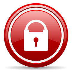 protect red glossy icon on white background