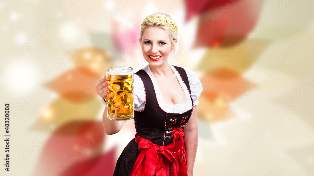 Wall mural junge blonde Frau im Dirndl