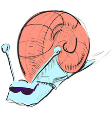 Cartoon snail in sunglasses