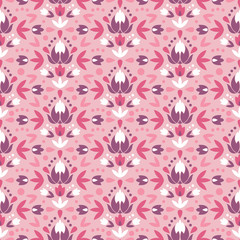 Vector abstract damask flowers seamless pattern background with