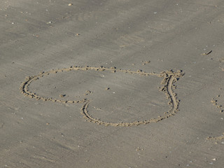 heart shape on the sand