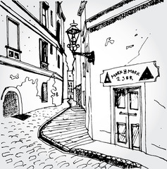 Sketch of an Old Street - 48323299