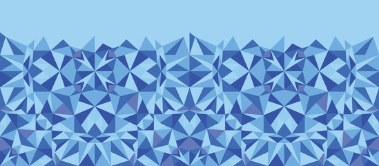 Vector blue triangle texture horizontal seamless pattern