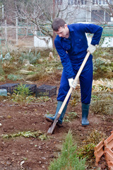 Man digging soil