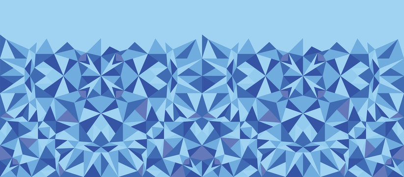 Vector blue triangle texture horizontal seamless pattern