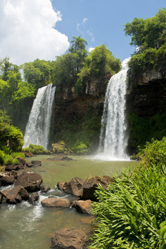 Two Waterfalls  at the Iguazu Falls
