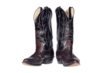 Cowboy boots isolated over white with clipping path