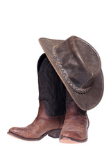 Cowboy boots and hat isolated with clipping path - 48326066