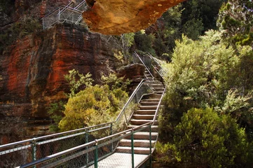 Papier Peint photo Trois sœurs Giant Stairway in Blue Mountains, Katoomba, Australia