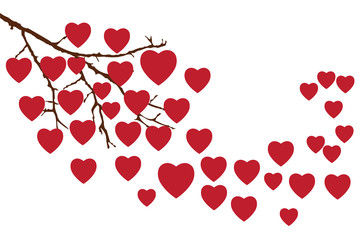 vector tree branch with hearts