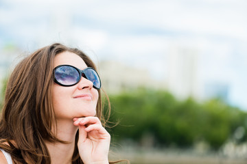  beautiful european woman smiling outdoors