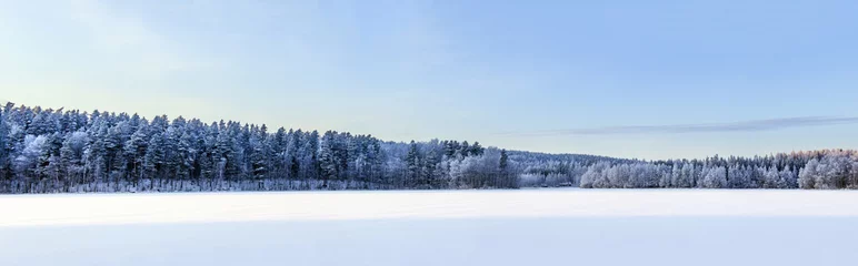 Deurstickers Winter lake panorama, Finland © grandeduc