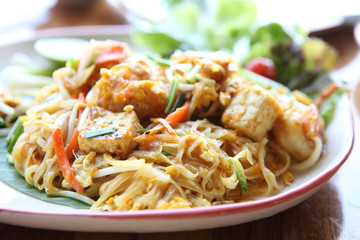 Thai food padthai fried noodle with shrimp