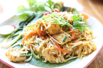 Thai food padthai fried noodle with shrimp