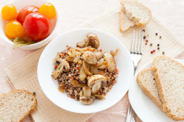 nutritious buckwheat porridge, top view