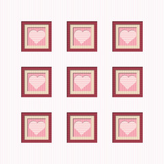 texture with pink hearts cut out in  cardboard paper