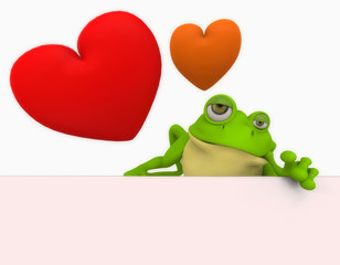 Rana con dos Corazón y Cartel