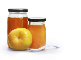  jam in jar and fresh fruits