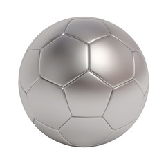 silver soccer ball isolated on white background