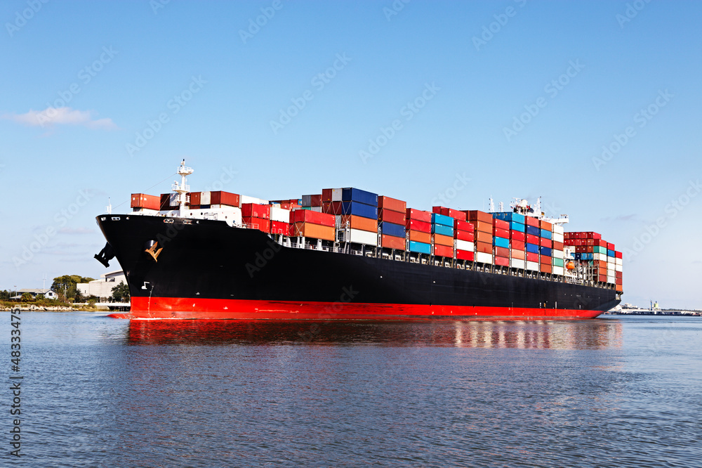 Wall mural cargo ship at the port