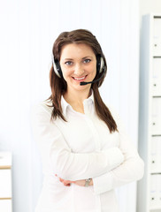 Naklejka premium Young and smiling operator.