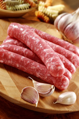 fresh white pork sausages