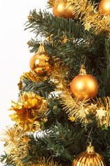 yellow decorated christmas tree