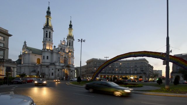 Zbawiciela square, old historic place in Warsaw, Poland
