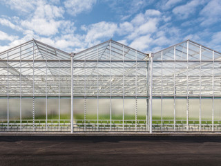 Front view of a new greenhouse