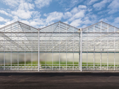 Front view of a new greenhouse