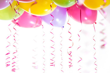 balloons with streamers for birthday party celebration isolated