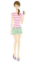 Young woman and Smartphone -casual-