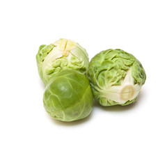 Brussel sprouts isolated on a white studio background.