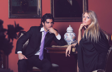 Fashion couple in low key