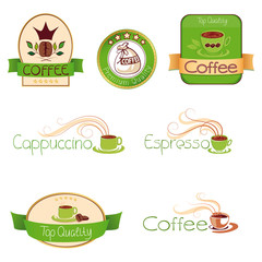 set of logos for coffee,  green
