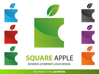Company Square Apple Logo Design,Vector