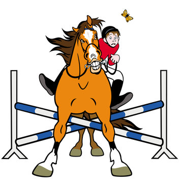 caricature horse showjumping