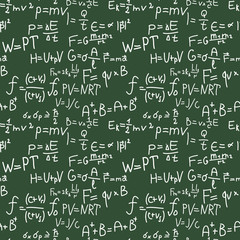 Physics formulas hand writing pattern