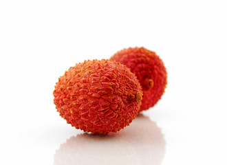 Lychee ( Litchi chinensis)  isolalted on white background