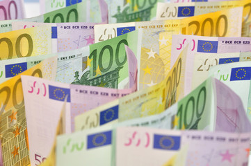 Euro banknotes background.