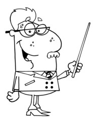 Clipart Illustration of an Outlined Professor