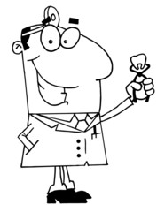 Clipart Illustration of an Outlined Dentist